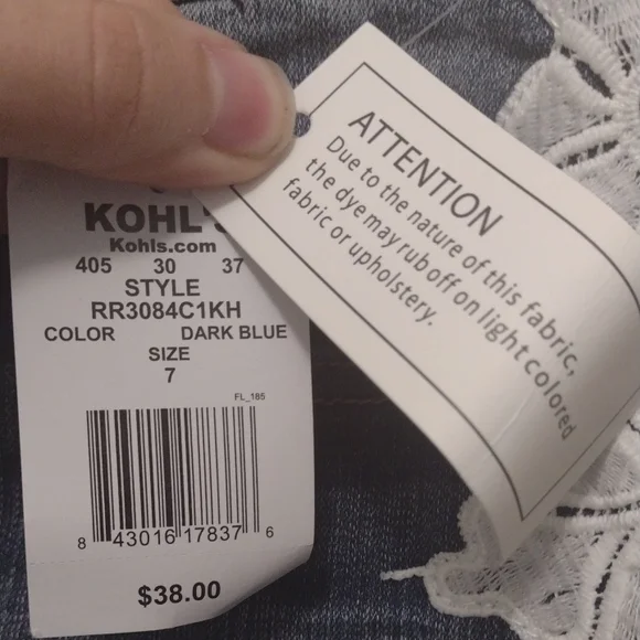 Indigo Rein Blue Jean Shorts with Lace Accents (J295) - Picture 5 of 6